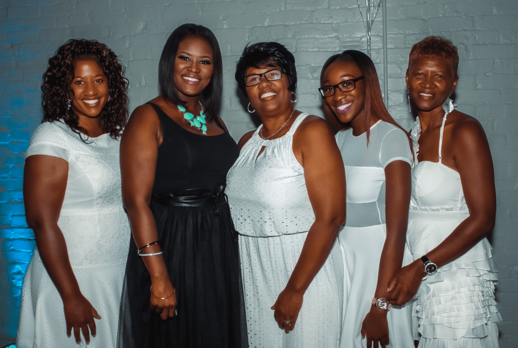 African-American women posing in black and white