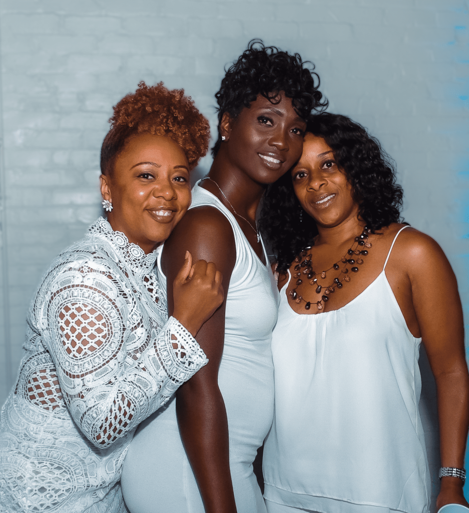 African-American women posing in black and white